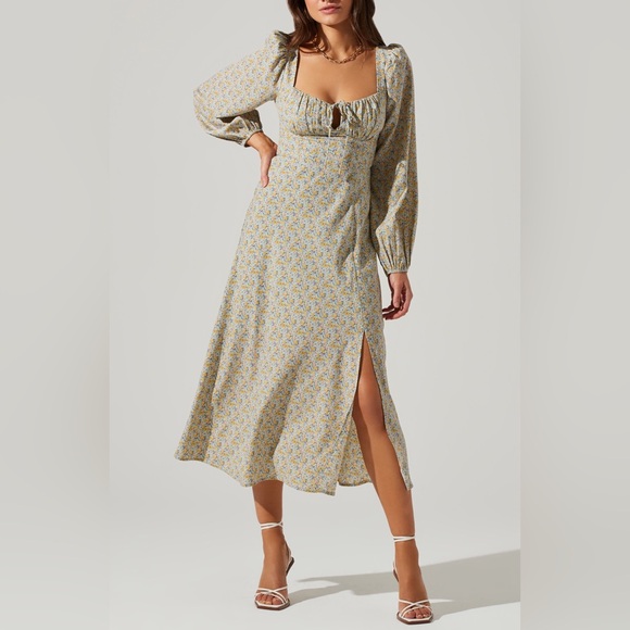 ASTR the Label Floral Print Long Sleeve Back Cutout Midi Dress - Picture 3 of 15